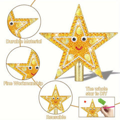 Christmas Diamond Painting Tree Top Star Glitter Golden Tree Star Sparkle
