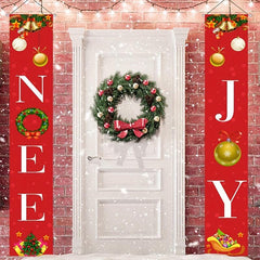 Christmas Door Banner Merry Christmas Santa Snowman Porch Sign