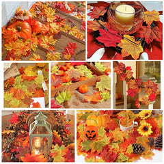 40pcs Thanksgiving Decorative Maple Leaves & Rattan Garland