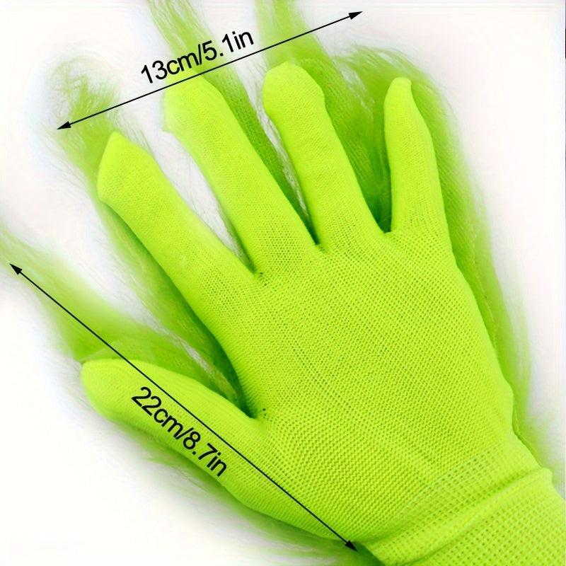 Christmas Green Plush Gloves Party Costume Props
