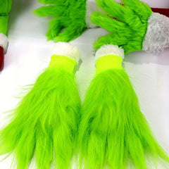 Christmas Green Plush Gloves Party Costume Props