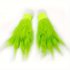 Christmas Green Plush Gloves Party Costume Props