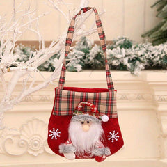 Checkered Cartoon Christmas Candy Bag Gift Bag Christmas Tote Bag