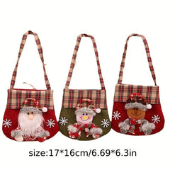 Checkered Cartoon Christmas Candy Bag Gift Bag Christmas Tote Bag