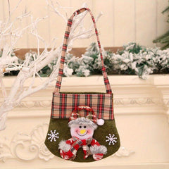 Checkered Cartoon Christmas Candy Bag Gift Bag Christmas Tote Bag