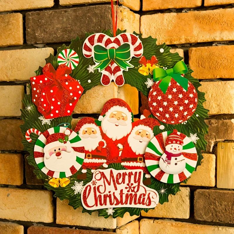 Christmas 3D Paper Rattan Wreath Door Decoration