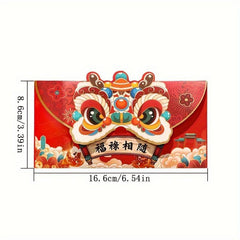 4pcs Year Of The Dragon Red Envelope Money Packet Bag