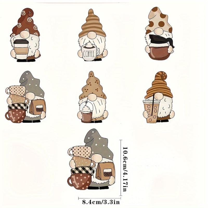 6pcs Coffee Gnome Tree Ornaments Wooden Hanging Gnomes Ornaments