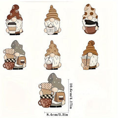 6pcs Coffee Gnome Tree Ornaments Wooden Hanging Gnomes Ornaments