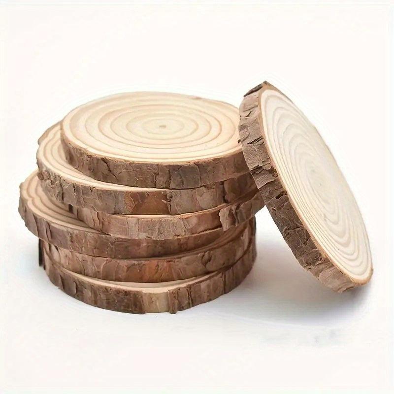 30pcs Natural Wood Chips Rounds with Bark for Coasters Wedding Rustic Craft