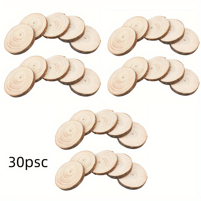 30pcs Natural Wood Chips Rounds with Bark for Coasters Wedding Rustic Craft