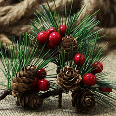 5pcs Red Berry Picks Holly Branches Christmas Tree Decor