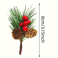 5pcs Red Berry Picks Holly Branches Christmas Tree Decor