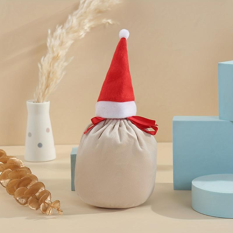 10pcs Velvet Draw String Candy Bags Christmas