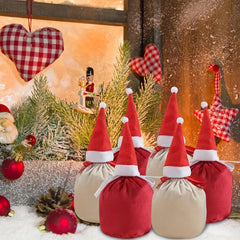 10pcs Velvet Draw String Candy Bags Christmas