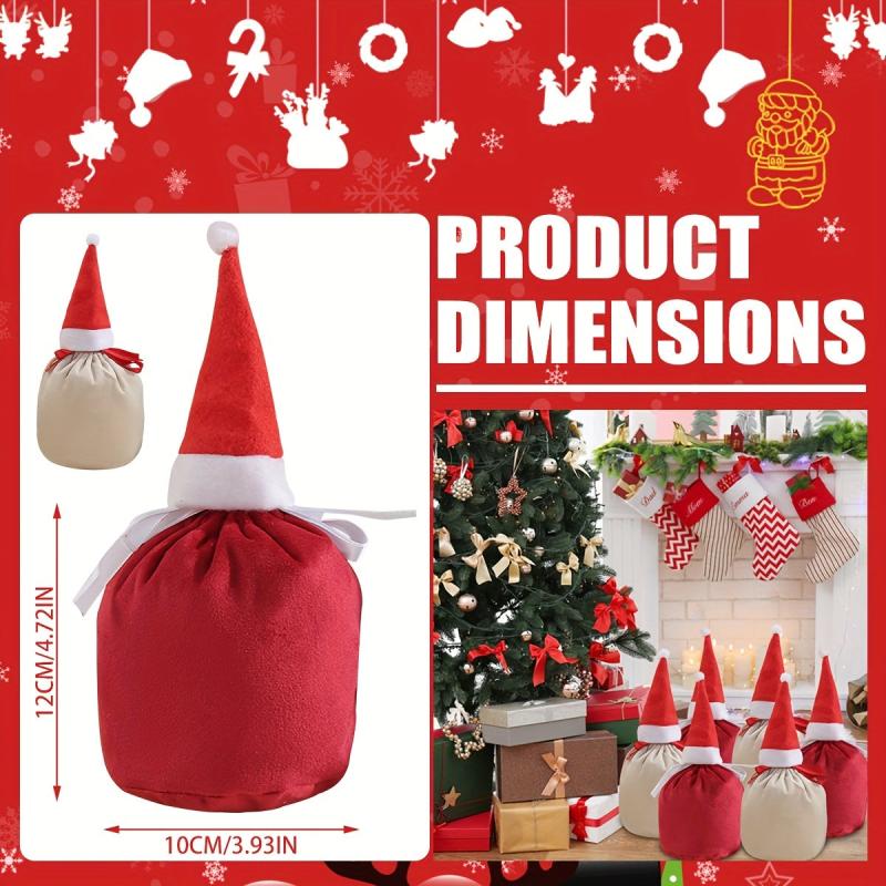 10pcs Velvet Draw String Candy Bags Christmas