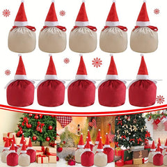 10pcs Velvet Draw String Candy Bags Christmas