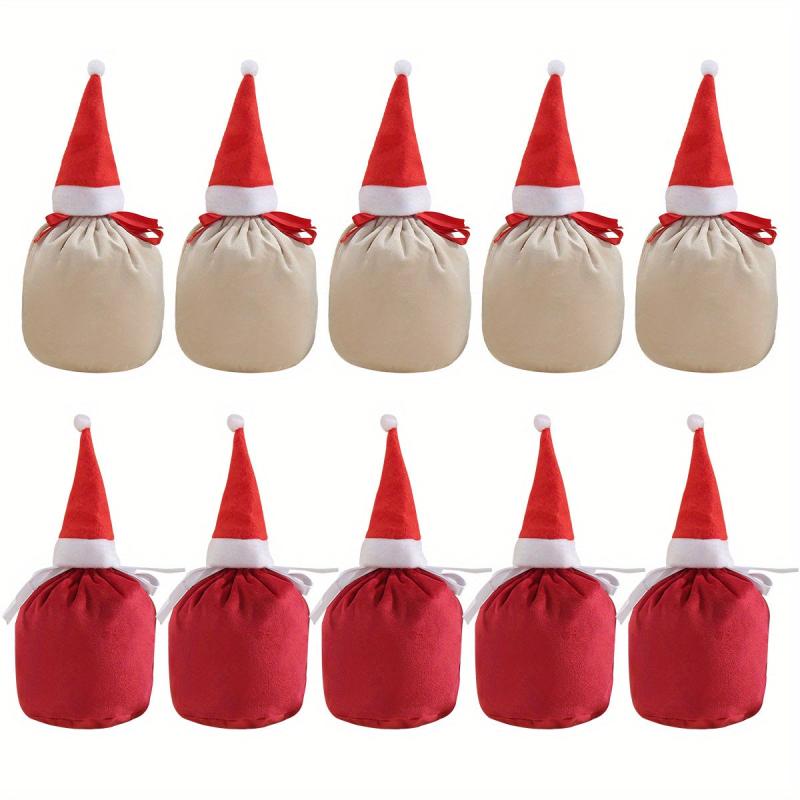 10pcs Velvet Draw String Candy Bags Christmas