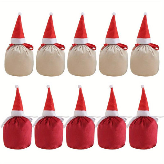 10pcs Velvet Draw String Candy Bags Christmas
