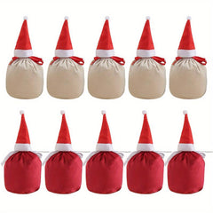 10pcs Velvet Draw String Candy Bags Christmas