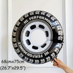 Racing Balloon Garland Kit Gray Latex Balloon Checkered Foil Balloons