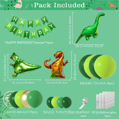 125pcs Dinosaur Birthday Party Decorative Balloons