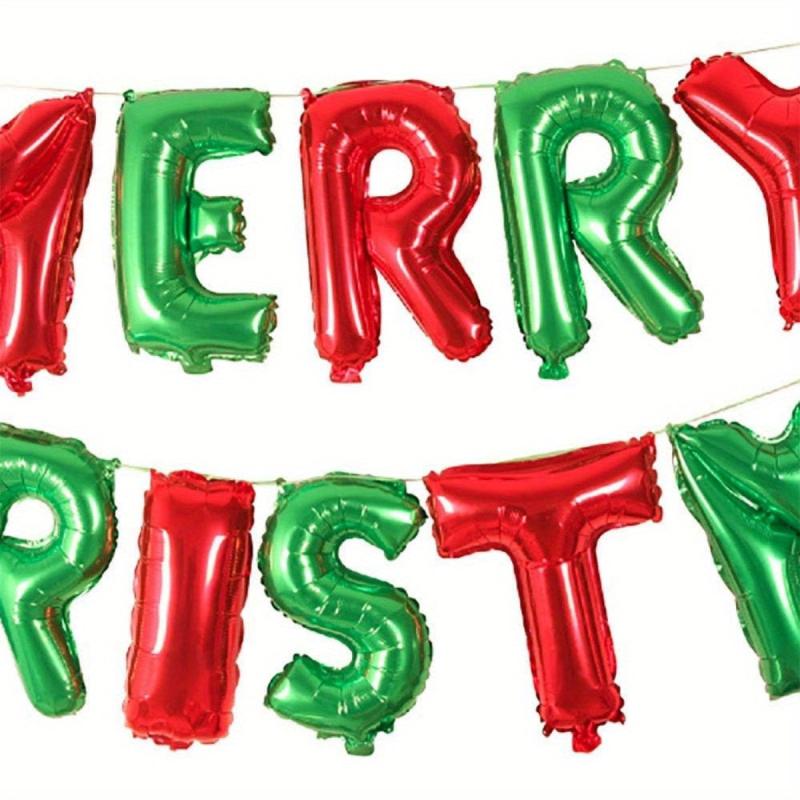 30pcs Christmas Party Balloons Santa Claus Bells Letters Aluminum Foil Set