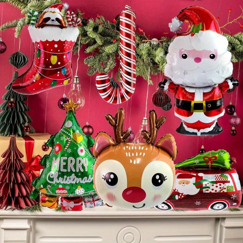 30pcs Christmas Party Balloons Santa Claus Bells Letters Aluminum Foil Set