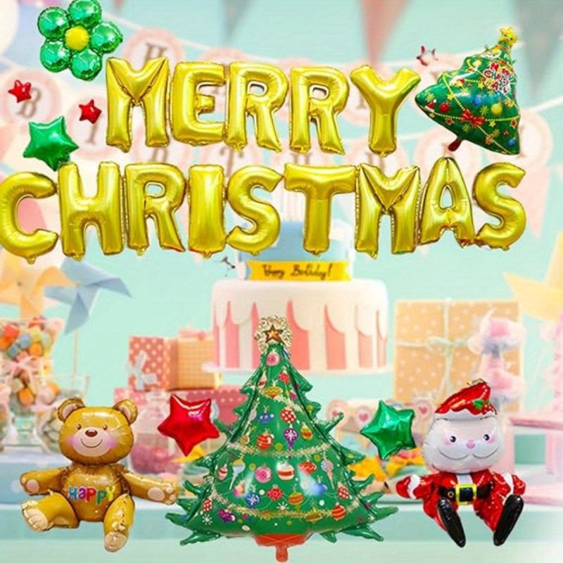 30pcs Christmas Party Balloons Santa Claus Bells Letters Aluminum Foil Set