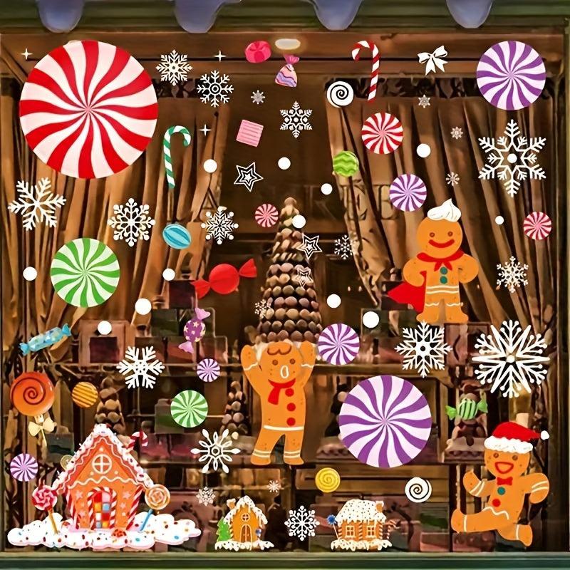137pcs Christmas Sticker Decoration for Glass Snowman Window Flower Sticker