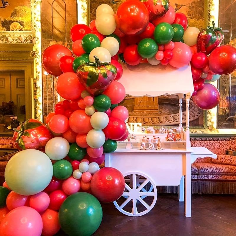 145pcs Strawberry Balloon Garland Arch Kit Strawberry Party Decorations