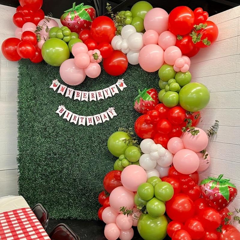145pcs Strawberry Balloon Garland Arch Kit Strawberry Party Decorations