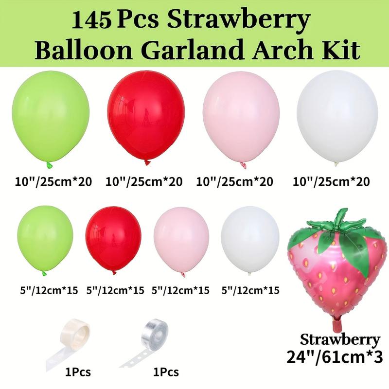 145pcs Strawberry Balloon Garland Arch Kit Strawberry Party Decorations
