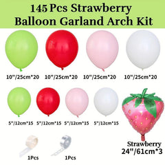145pcs Strawberry Balloon Garland Arch Kit Strawberry Party Decorations