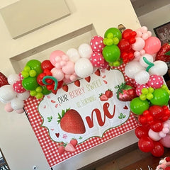 145pcs Strawberry Balloon Garland Arch Kit Strawberry Party Decorations