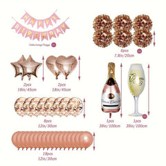 Rose Golden Birthday Decoration Set