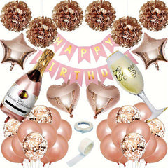 Rose Golden Birthday Decoration Set