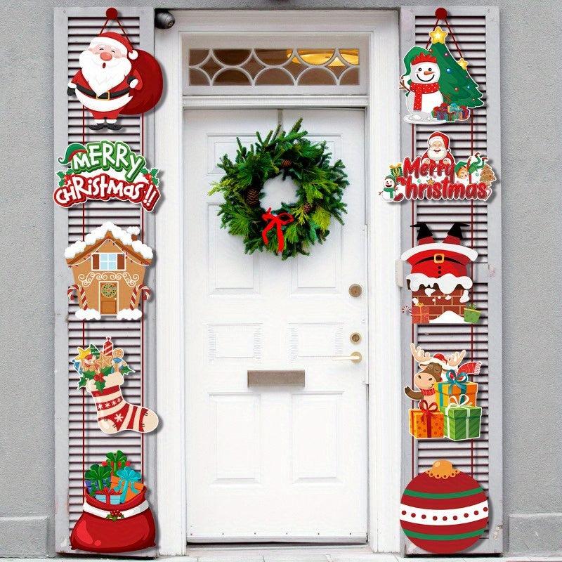 10pcs Christmas Door Hanging Banner Set