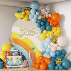 133pcs Flower Theme Balloon Garland Arch Kit with Orange Yellow Balloons