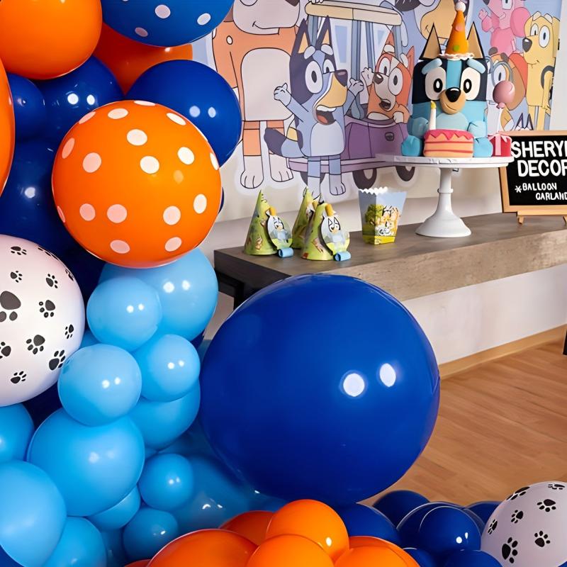 121pcs Dog & Orange Theme Balloon Set for Birthday Party Decorations