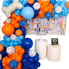 121pcs Dog & Orange Theme Balloon Set for Birthday Party Decorations