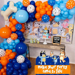 121pcs Dog & Orange Theme Balloon Set for Birthday Party Decorations