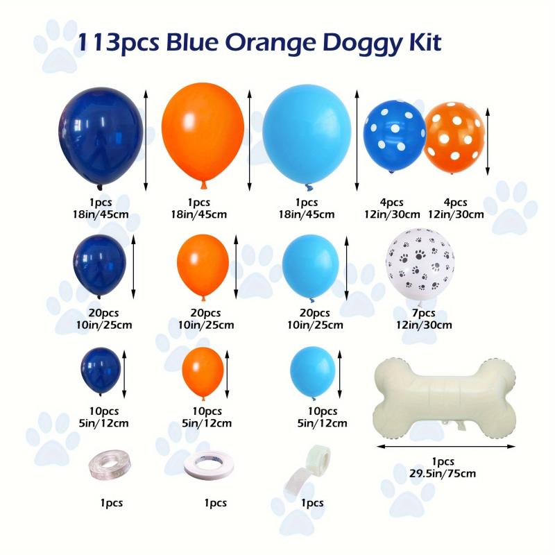 121pcs Dog & Orange Theme Balloon Set for Birthday Party Decorations