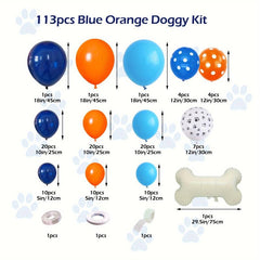 121pcs Dog & Orange Theme Balloon Set for Birthday Party Decorations
