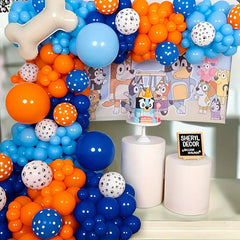 121pcs Dog & Orange Theme Balloon Set for Birthday Party Decorations