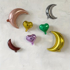 Aluminum Film Balloon Moon Love Shape Background Wall Decoration