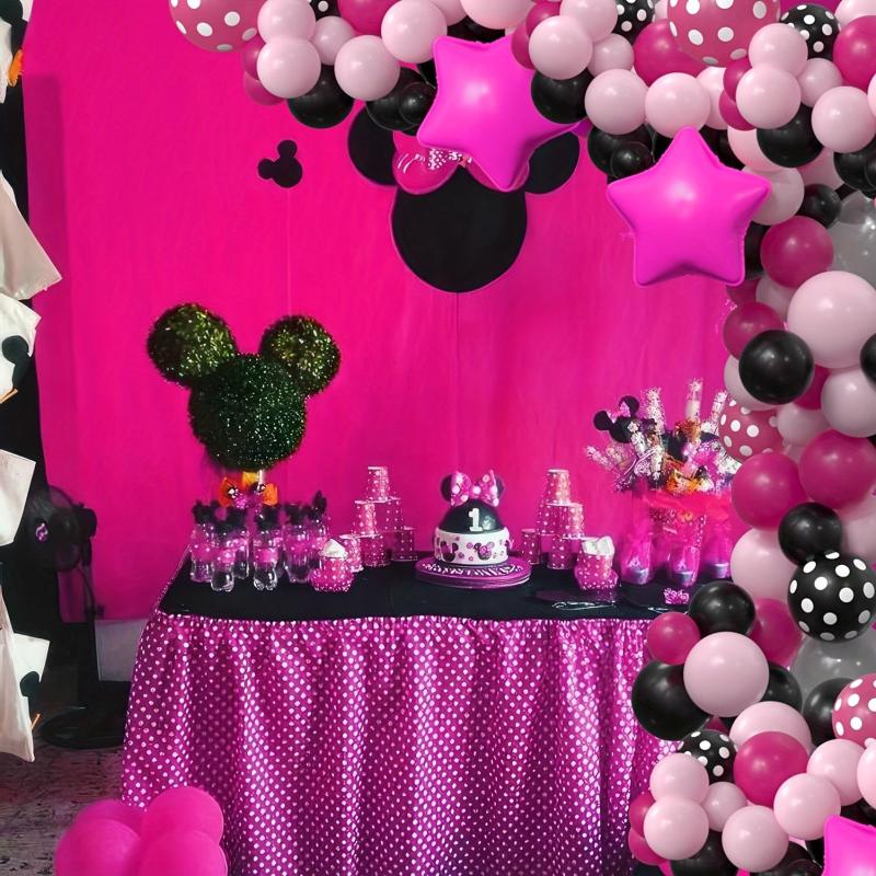 127pcs Rose Red Cartoon Mouse Balloon Set Birthday Party Supplies