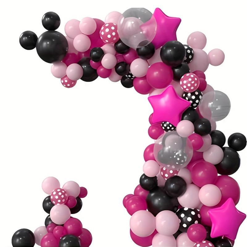127pcs Rose Red Cartoon Mouse Balloon Set Birthday Party Supplies