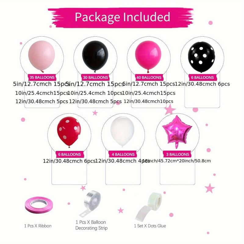 127pcs Rose Red Cartoon Mouse Balloon Set Birthday Party Supplies