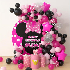 127pcs Rose Red Cartoon Mouse Balloon Set Birthday Party Supplies